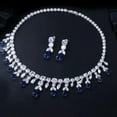 thumbnail image 6 of Silver Plated Cubic Zirconia Blue Big Water Drop Necklace Earrings Jewelry Set, 6 of 9