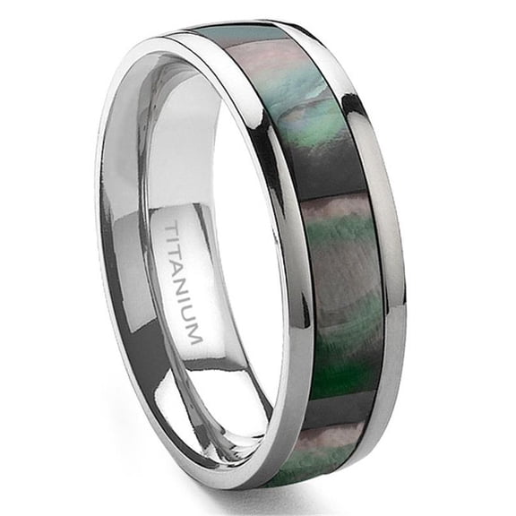 Titanium Kay Titanium Mother of Pearl Inlay 6mm Comfort Fit Wedding Band Ring Sz 6.5