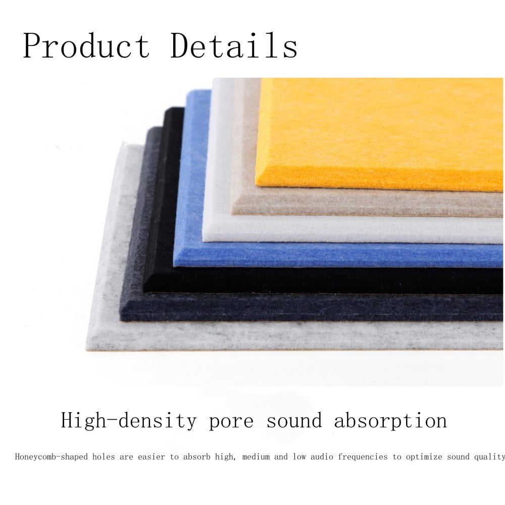 Sound Absorbing Noise Dampening Acoustic Self-adhesive Panel Wall Treatment 9" x 9" x 0.4", Black Square, 12-pack
