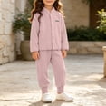 thumbnail image 6 of WAVSUF Girls Fall Fleece Sets 2 Piece, Long Sleeve Zipper Sweatshirts and Joggers Winter Warm Casual Outfits Pink 7-8, 6 of 7