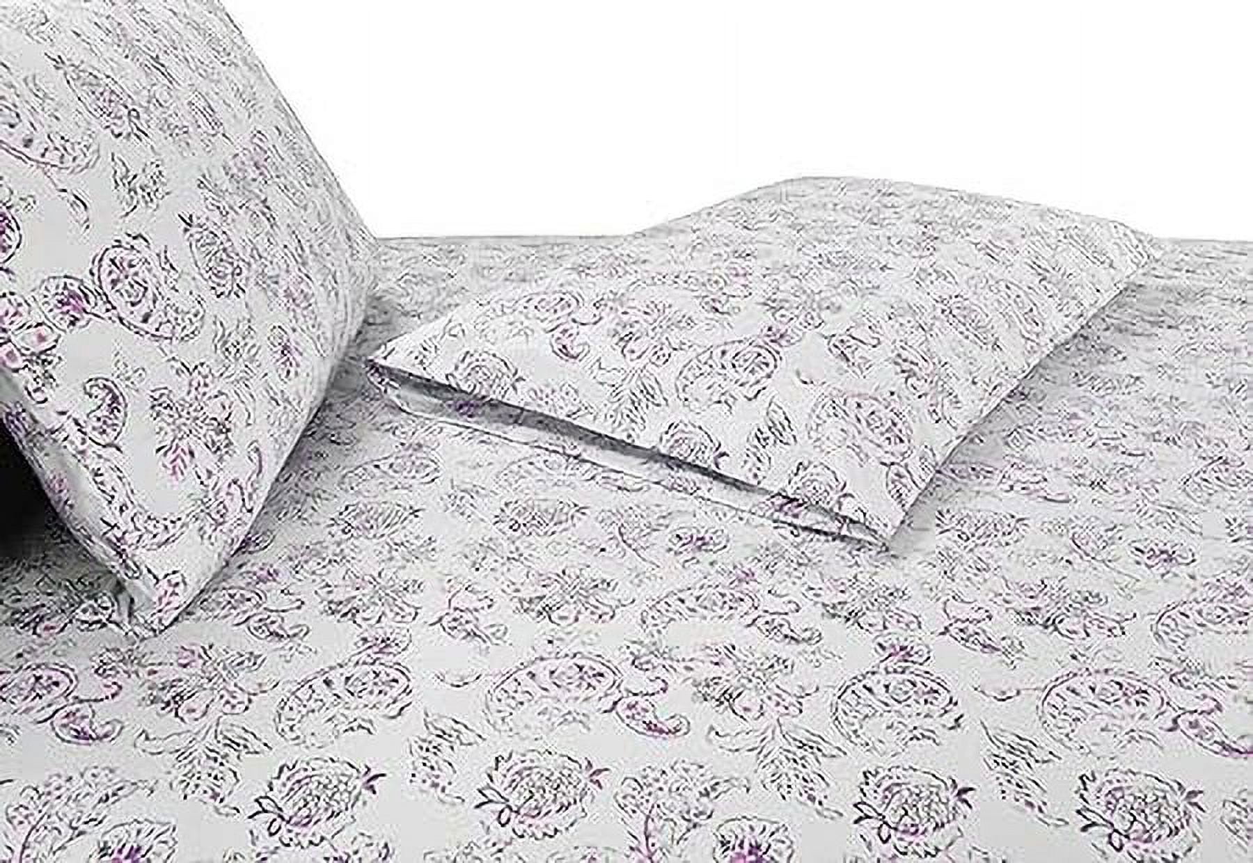 Elegant Comfort Amelia Paisley Printed 6-Piece Sheet Set, Deep Pocket, Fade and Wrinkle Resistant, Fitted sheets with Smart Pockets, TwinXL, Purple