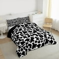thumbnail image 3 of Manfei Cartoon Cow Print Queen Comforter Set,Cattle Pattern Bedding Sets,White Black Bedding Comforter Set For Kids,Ultra Soft Home Decor Reversible,3pcs, 3 of 8