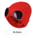 thumbnail image 6 of Eoperou Knitted Hat Glasses Decor Stretchy Soft Plush Lining Casual Ears Protection Solid Color Autumn Winter Women Men Skull Beanie Cap Streetwear, 6 of 8