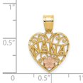 thumbnail image 2 of 14k Yellow and White Gold Two-tone Nana Heart Pendant Length 20mm, 2 of 2