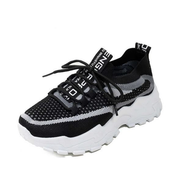 Xiaoxatg Women's Lightweight Casual Sneakers Breathable Comfortable Walking Shoes for Daily Use with Elastic Closure and Flat Heel Design 6 Black