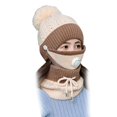 thumbnail image 2 of Limei Womens Girls Knit Beanie Scarf Mask Set Soft Warm Fleece Lined Winter Ski Hat with Pompom, 2 of 2