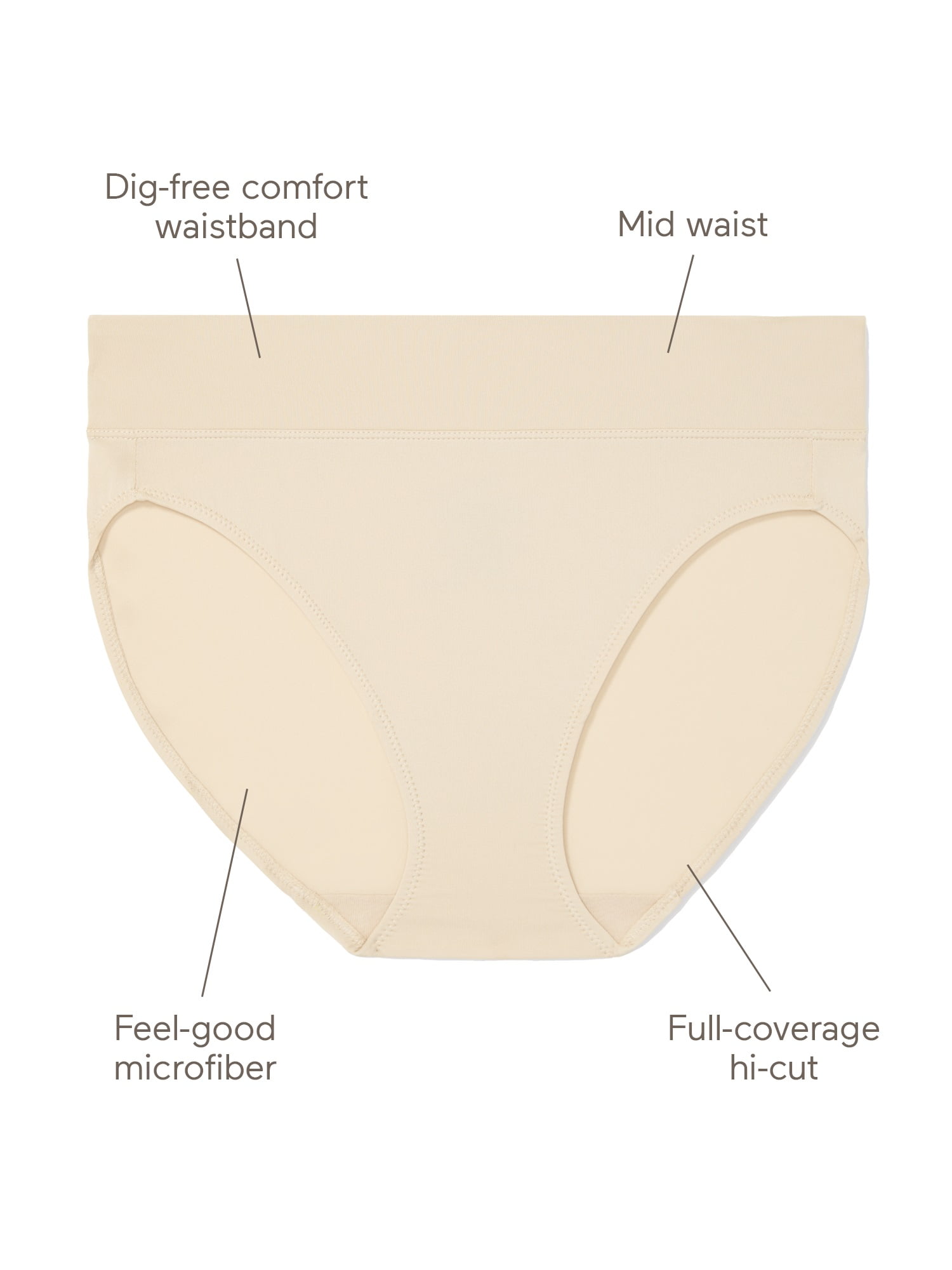 Warners® Blissful Benefits Dig-Free Comfort Waistband Microfiber Hi-Cut 3-Pack 5138W