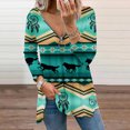 thumbnail image 1 of Puntoco moda mujer manga larga con cuello en V blusa estampada cremallera otoño casual pulóver tops Puntoco Puntoco-3941, 1 of 5