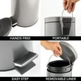 thumbnail image 5 of mDesign  3-Liter Round Metal Step Trash Can, Liner/Handle - Graphite Gray, 5 of 8