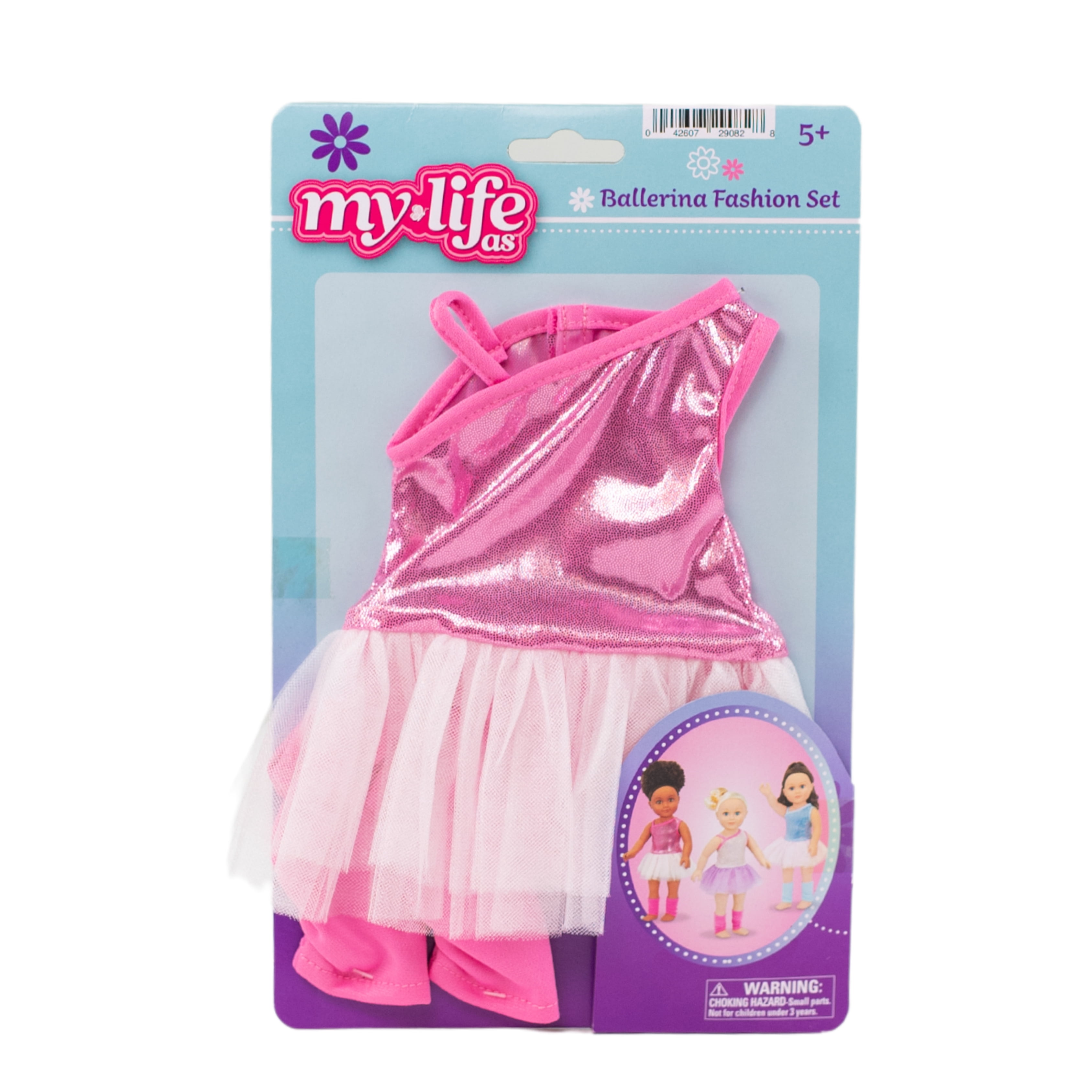 My Life As Ballerina Fashion Set for 18-inch Doll, 3 Pieces Included, Dark Pink with Light Pink Trim