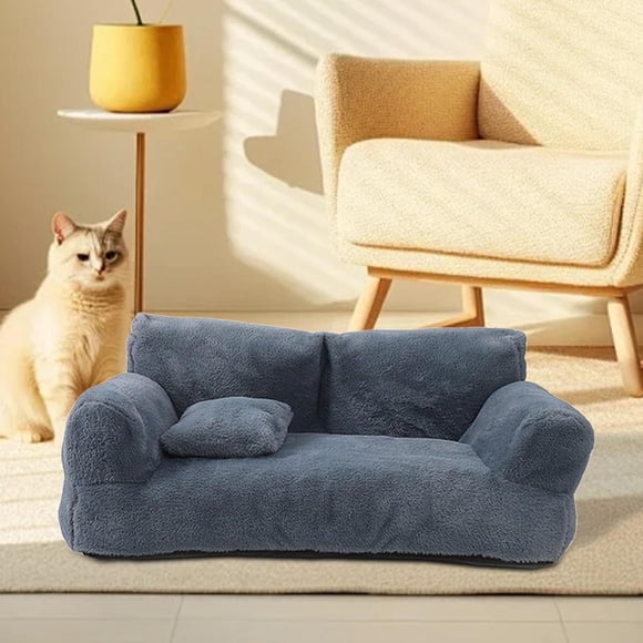 Cama para dormir para mascotas, sillón reclinable para mascotas, suministros multifuncionales para mascotas, cálida comodidad con funda lavable, sofá gris oscuro