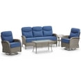 thumbnail image 2 of Unnifurnzi 5 Pieces Patio Furniture Set-6'' Thick Cushions Outdoor Furniture with Swivel Rocker Chairs Outdoor Couch and Ottomans Wicker Patio Furniture for Deck Porch Garden Poolside-Gray/Blue, 2 of 7