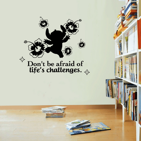 Life Challenges Quote Lilo and Stitch Disney Cartoon Wall Sticker Art Decal for Girls Boys Room Bedroom Kindergarten Nursery House Fun Home Decors Stickers Wall Art Vinyl Decoration Size (10x10 inch)