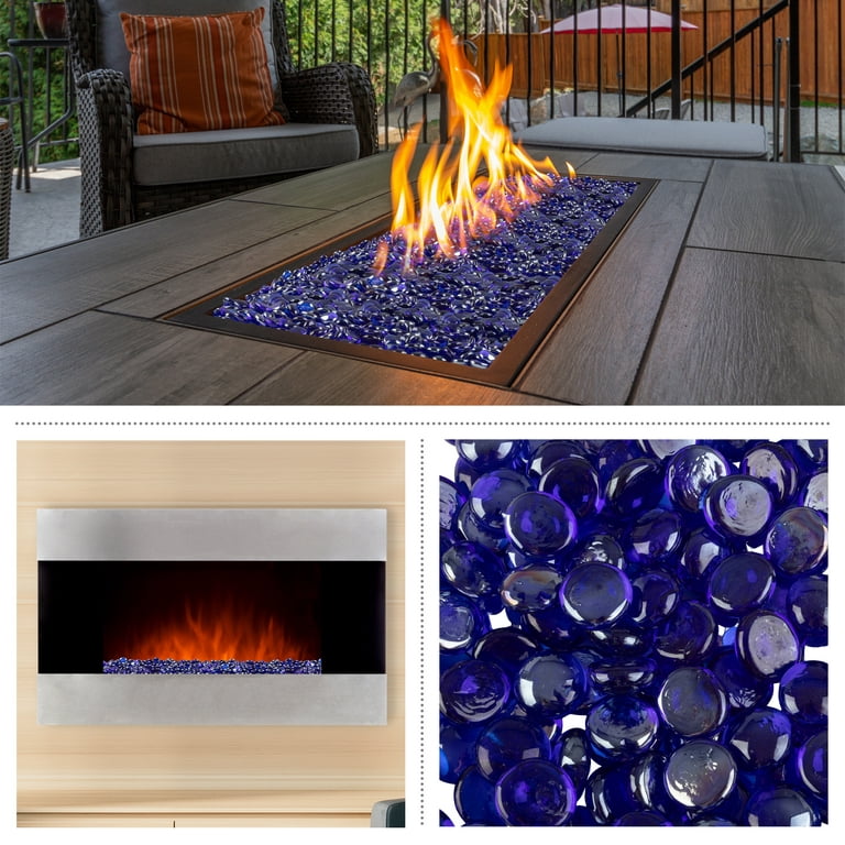 GASPRO 20LB Fire Glass Beads for Propane Fire Pit, Fireplace, Flat Glass  Marbles for Vase, Aquarium, Garden, 3/4 Inch Fire Pit Glass Rocks, High