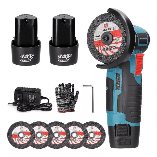 Mini Esmeril Angular Inalámbrica Pulidora 12v 75mm 2 Batería Azul/Negro