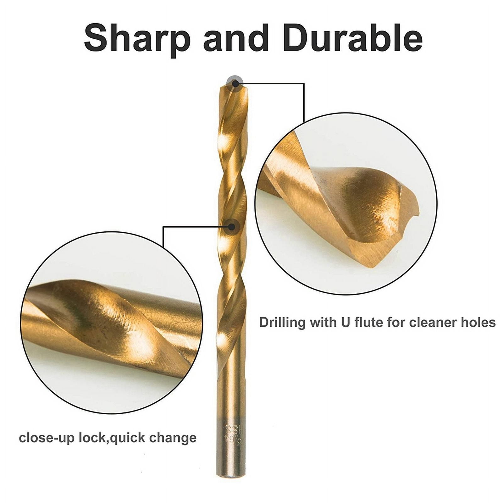 Titanium Metal Drill Bit Set for Steel, Wood, Plastic, Copper, Aluminum with Storage Case, 1/16inch-3/8inch, 198 Pcs