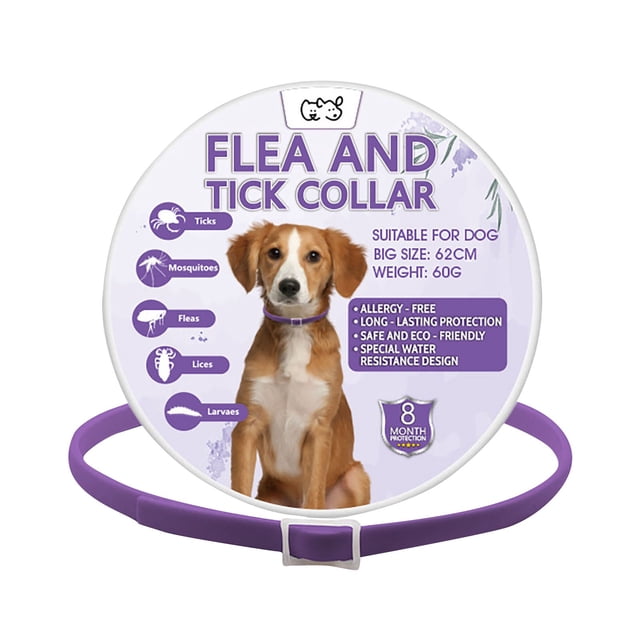 Collar antipulgas para perros,collar antipulgas y garrapatas para perros,tratamiento contra pulgas y garrapatas para perros de 8 meses,collar impermeable ajustable para prevención