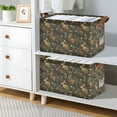 thumbnail image 2 of Yayeee Foldable Storage Basket for Shelves Set of 2 Waterproof Cloth Bins with Handles, Brown Floral Rabbits Pattern, 2 of 7