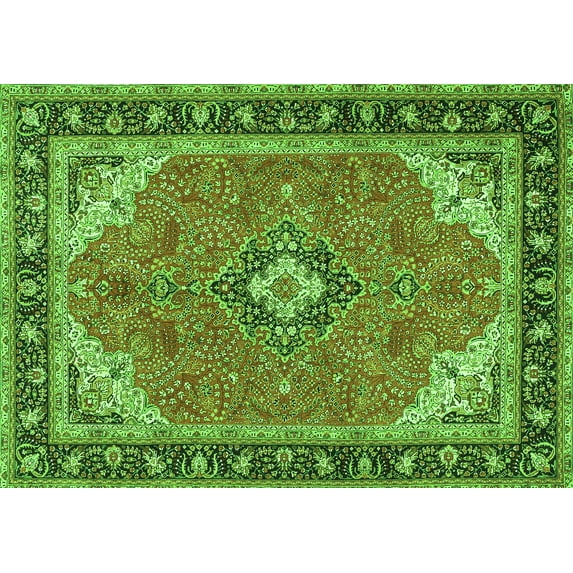 Ahgly Company Indoor Rectangle Medallion Green Traditional Area Rugs, 8' x 12'