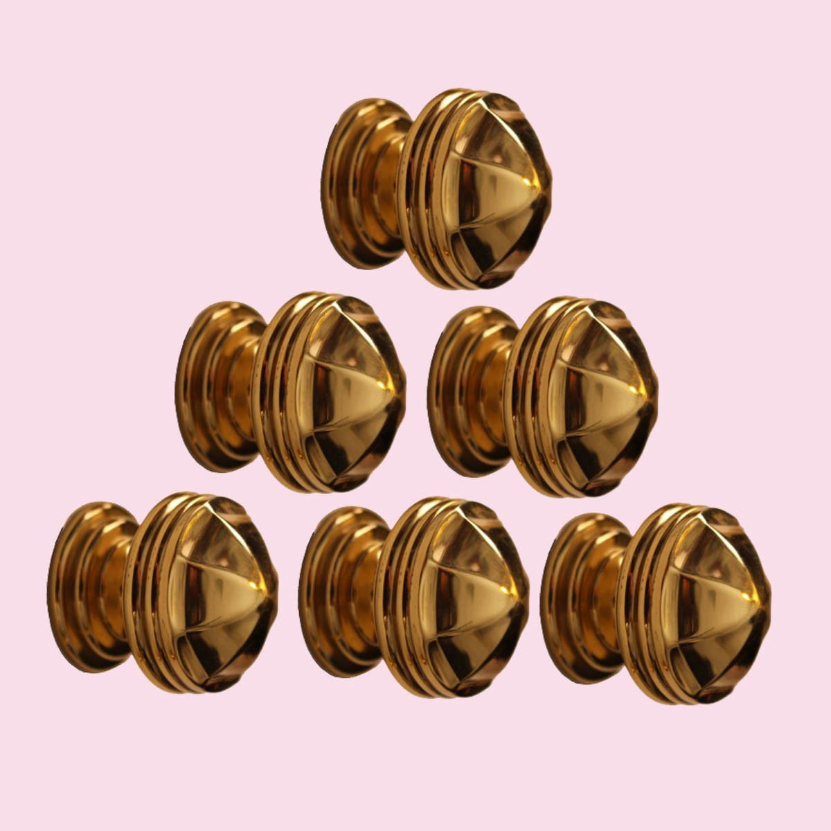 Kitchen Cabinet Knob Bright Brass Knob 1 1/4" Dia Octagonal Kitchen Cabinet Knob of Pack 6|Renovators Supply