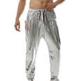 thumbnail image 1 of Faithtur Men's Metallic Joggers Shiny Drawstring Elastic Waist Solid Color Athletic Workout Pants Sweatpants, 1 of 8