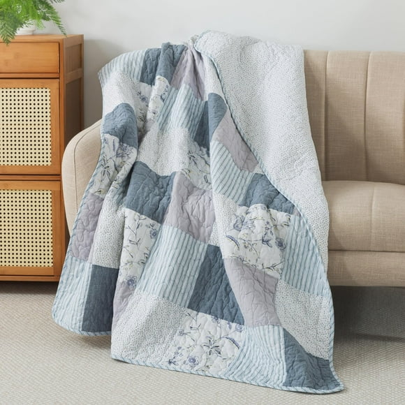 Manta acolchada SLPR de algodón, 150 x 200 cm, estampado floral