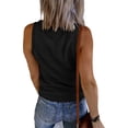 thumbnail image 3 of Sleeveless Women Slim Fit V Neck Button Ribbed Henley Tank Tops, 3 of 4