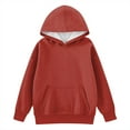 thumbnail image 3 of TQWQT Girls Red Hoodie Size 10-12 Plain Pullover Top Hooded Long Sleeve Basic Trendy Sweatshirts Oversized Cute Sweatshirts 5-6 Years, 3 of 5