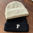 thumbnail image 5 of Unique Sweet Crochet Minority Solid Colors Letter P Women Skullies Hat Fashion Design Korean Style Hat Knitting Beanie WHITE, 5 of 8