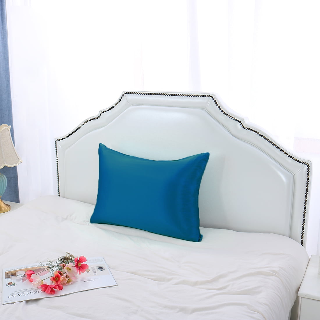 3 Pack 19 Momme Smooth Mulberry Silk Pillow Case Cover, Standard, Peacock Blue