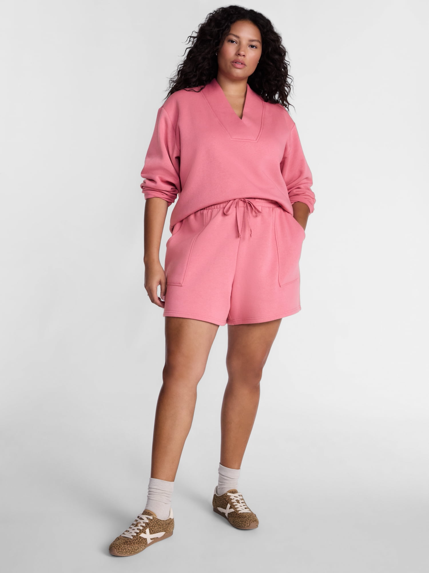 Terra & Sky Women's Plus Fleece V-Neck Sweatshirt, Sizes 0X-5X