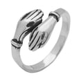 thumbnail image 2 of Anillo de abrazo de pareja de plata de ley 925, anillo de abrazo de amor, anillo abierto ajustable retro, regalo para mujeres, madres, esposas, novias y amantes, 2 of 10