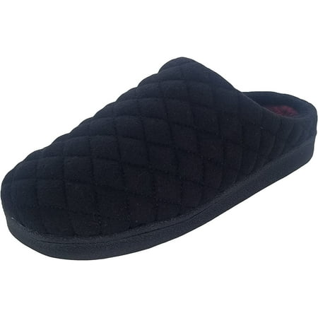 

Clarks Womens Quilted Felt Clog Slipper JMS0785T - Soft Plush Terry Lining - Indoor Outdoor House Slippers For Women 7 M US Black