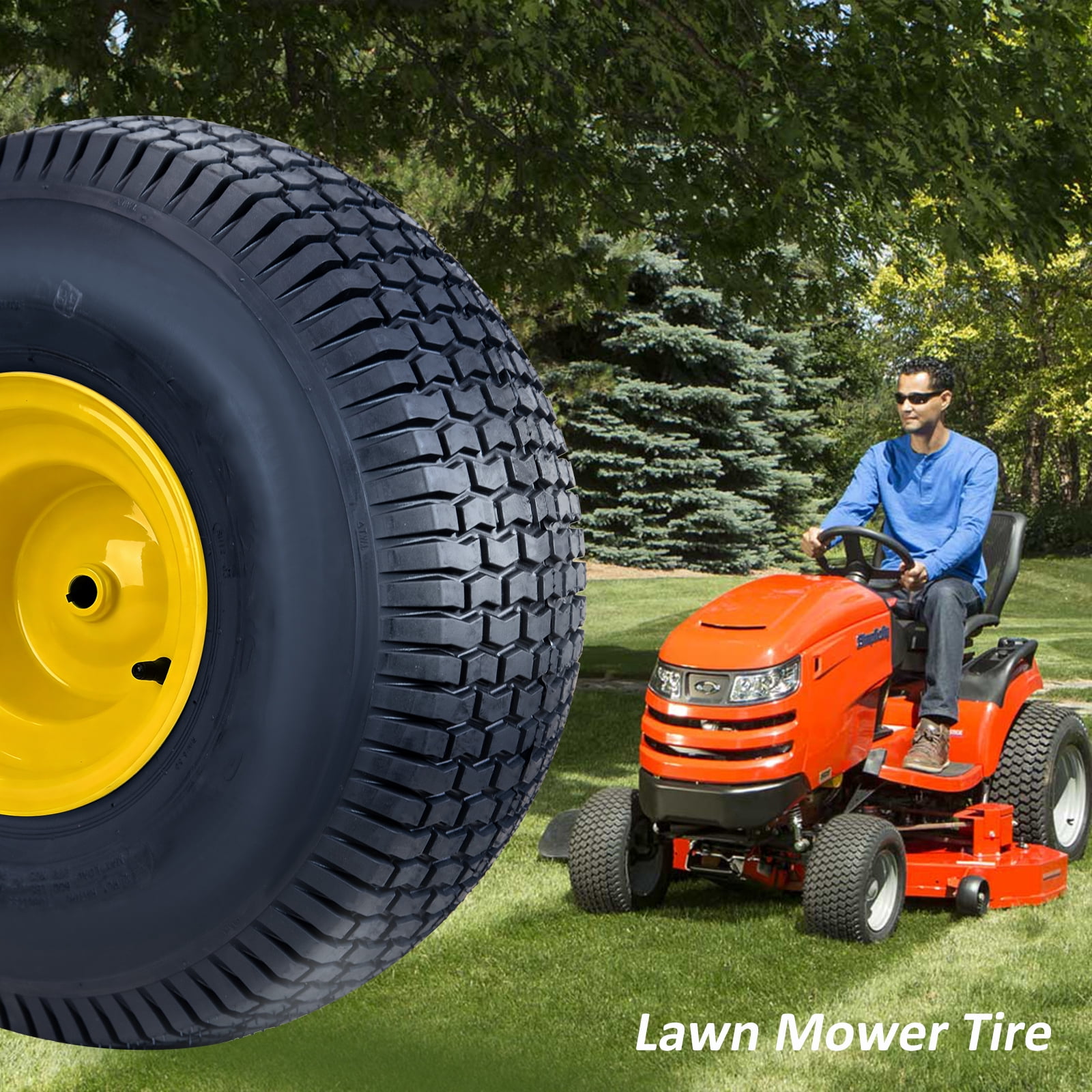 Hi-Run 2 Set SU12 20X10.00-8 2PR Light Duty Lawn and Garden Tires & Wheel Assembly 3/16" Keyway, 3.5" Offset Hub, 3/4" Borehole