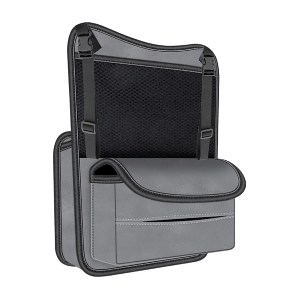 Organizador de asiento trasero de coche, gran capacidad, bolsillo trasero, piezas, caja porta pañuelos Gris