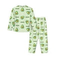 thumbnail image 2 of Kll Green Avocado Print Women'S Long Sleeve Pajamas With Pants Sleepwear Loungewear 2 Set-X-Large, 2 of 9