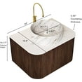 thumbnail image 2 of 24" Modern Floating Bathroom Vanity with Sink, Wall-Mounted Cabinet with Ultra-Thin Ceramic Basin and Marble Top, Extra Large Storage Drawer, Soft-Close Design, Dark Walnut, 2 of 6