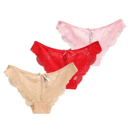 

Spdoo 3 Pack Womens Underwear Invisible Seamless Bikini Lace Underwear Half Back Coverage Panties