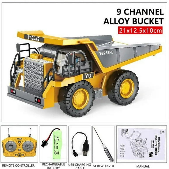 RC Excavator Dumper Car 2.4G Remote Control Engineering Vehicle Crawler Truck Bulldozer Toys for Boys Kids Christmas Gifts