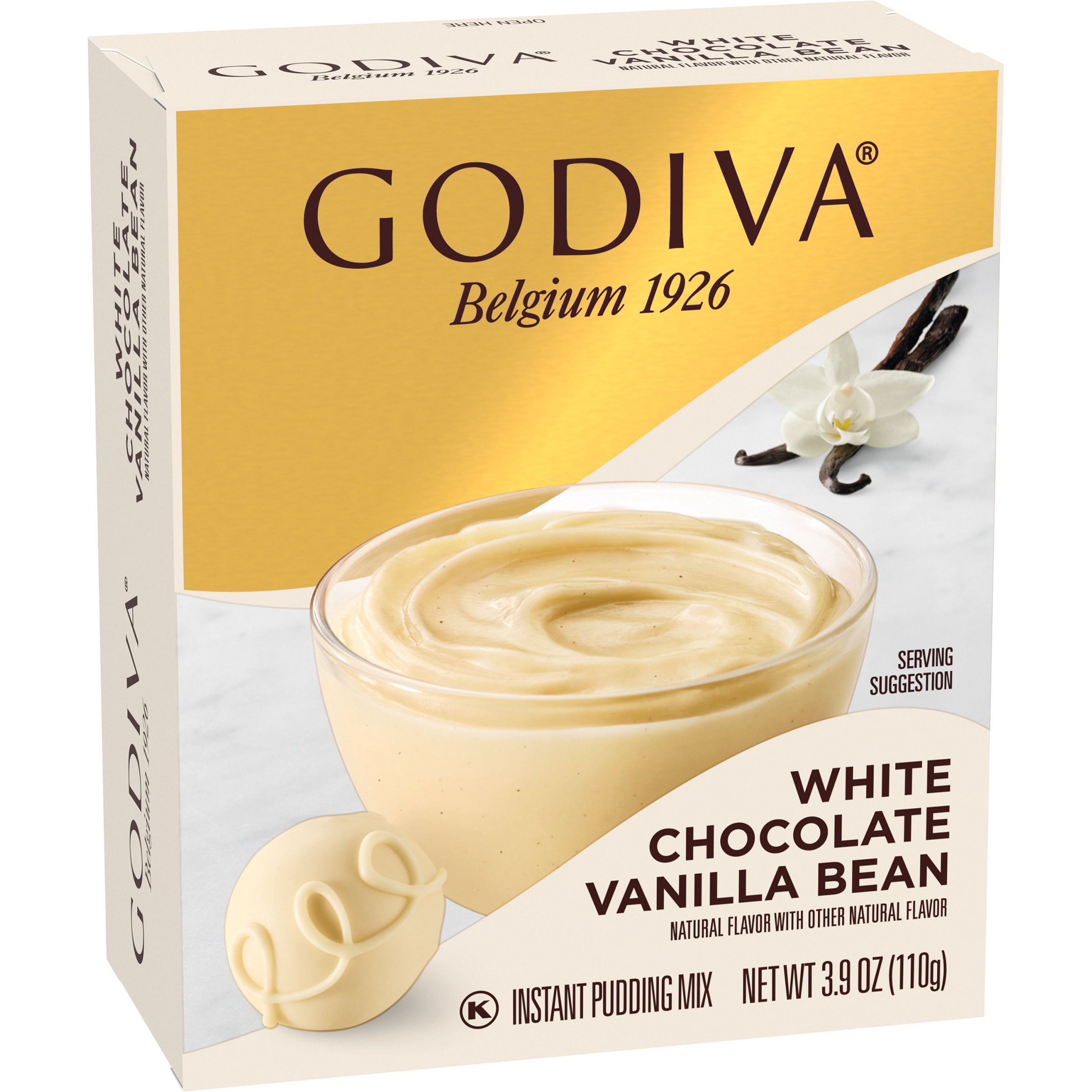 Godiva White Chocolate Vanilla Bean Instant Pudding Mix, 3.9 oz Box