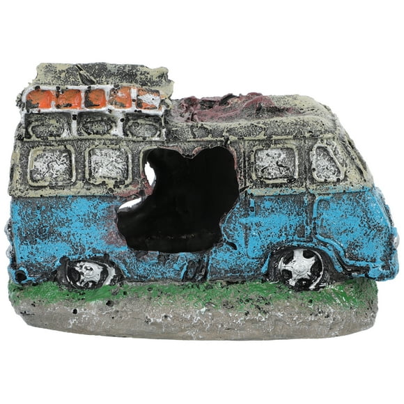 EeaseMX Adorno de resina para pecera de acuario con forma de accidente de coche, decoración para cueva escondida