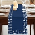 thumbnail image 3 of Table Runners 72 Inches Long Dress Scarves, Rustic Botanical Farmhouse Kitchen/Dining Table Runner, Coffee Tablerunners, Japanese Herb on Navy Blue Simple Art 14x72 Inch, 3 of 9