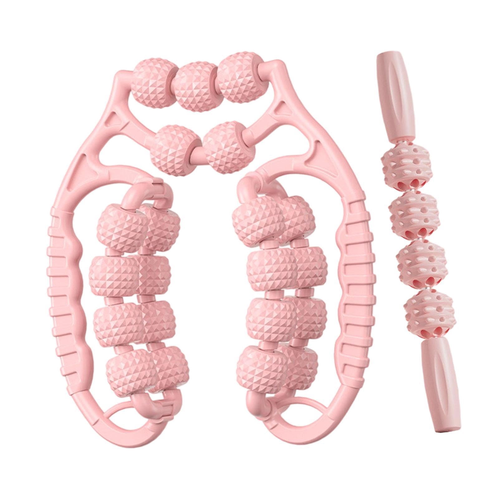 DimyFew Massage Rollers Back Leg Massagers 21 Wheels 4 Wheels Fitness Versatile Circular Pink