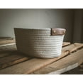 thumbnail image 5 of Decorative baskets for home décor. Woven Basket for Storage Baby and Diaper. Makeup basket Leather Handles. Bathroom storage baskets. Blanket basket living room. towel organizers and storage (White), 5 of 6