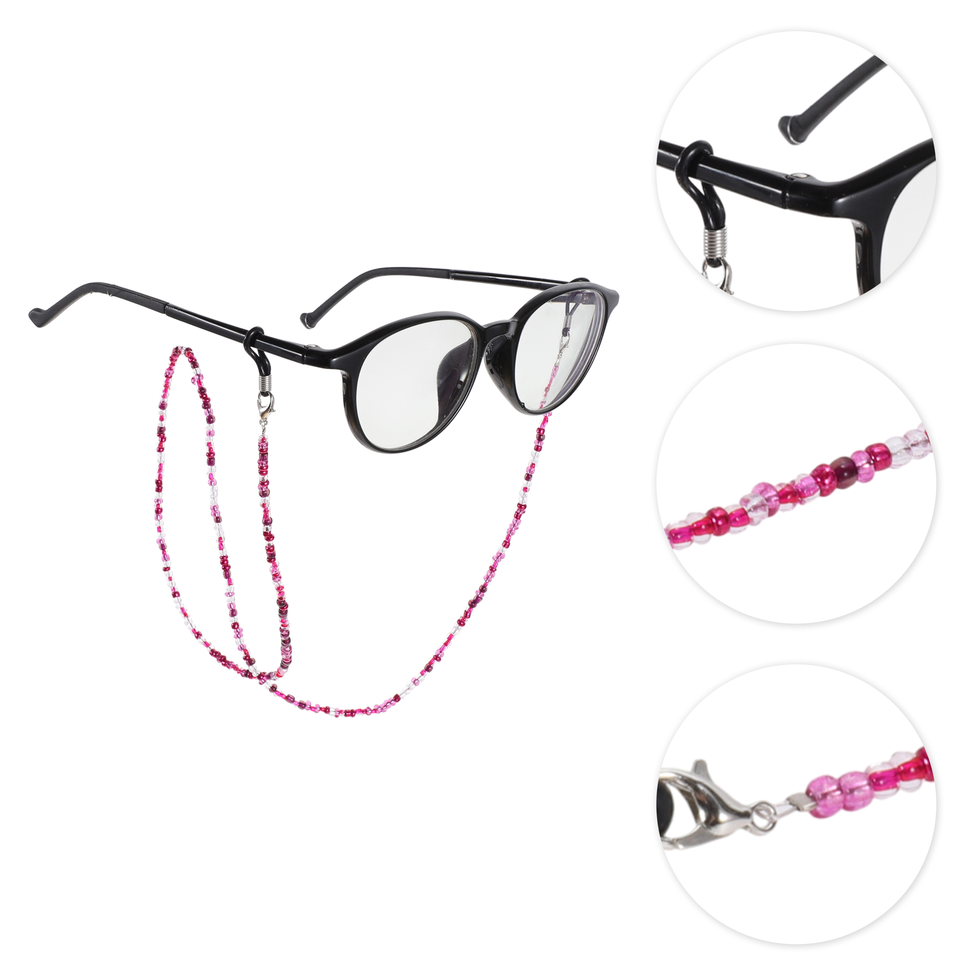 Unique Bargains Beaded Pattern Eyeglass Chain 27.56" 1 Pc Purple