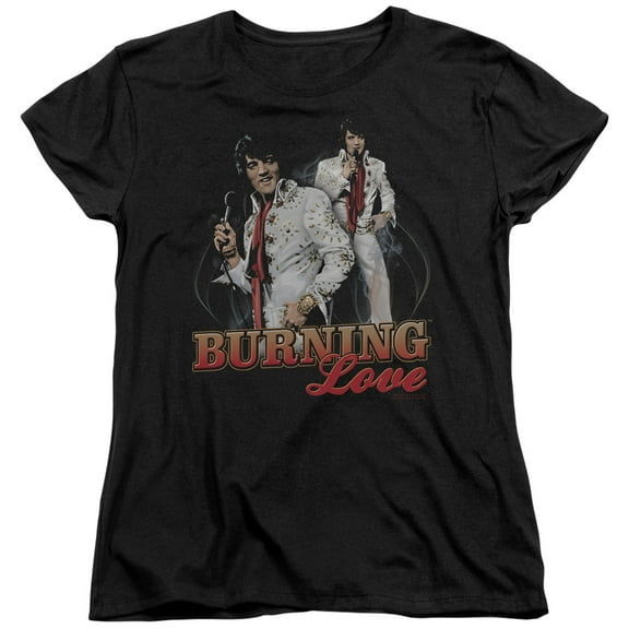 Elvis Presley Burning Love S/S Women's T-Shirt Black