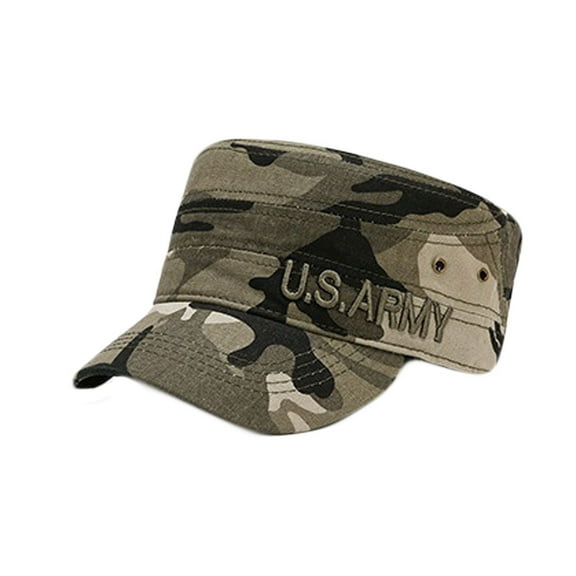 WITHMOONS Cadet Cap Military Army Hat Army Style Flat Top Cap Adjustable Cotton Sports Hat YZ40198 (Olive)
