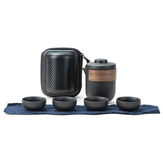 Travel Tea Set, Portable Tea Pot Cup Teapot Infuser Set with Storage Bag Mini Travel Ceramic Tea Pot for Outdoor