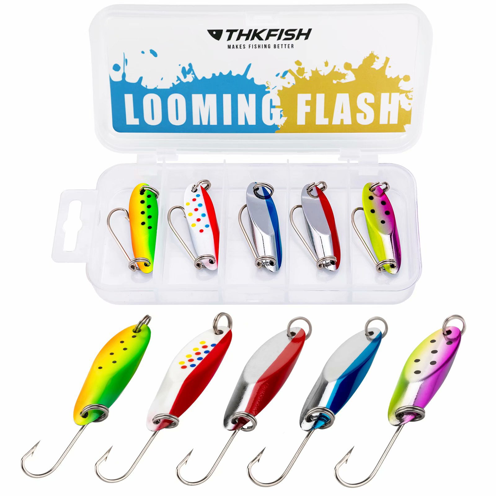 Fishing Spoons Lure Kits Portable Metal Baits Single Hook Set with Fishing Tackle Box