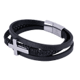 thumbnail image 2 of Pulsera Hombre LUCKMAN de Cruz Piel Vegana y Acero Inoxidable Modelo Saul plateado UNITALLA, 2 of 6